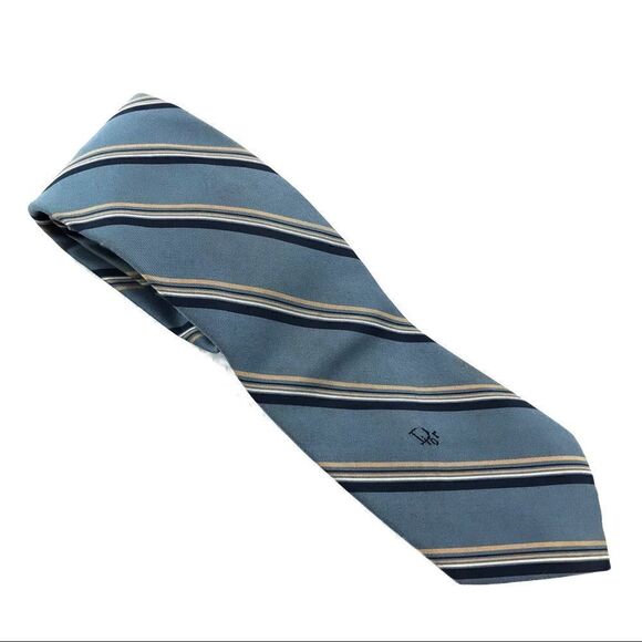 Christian Dior Light Blue Striped Necktie - Picture 2 of 5